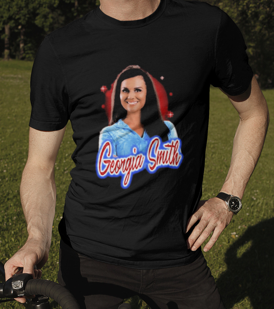 Georgia Smith Blue Top Red T-Shirt