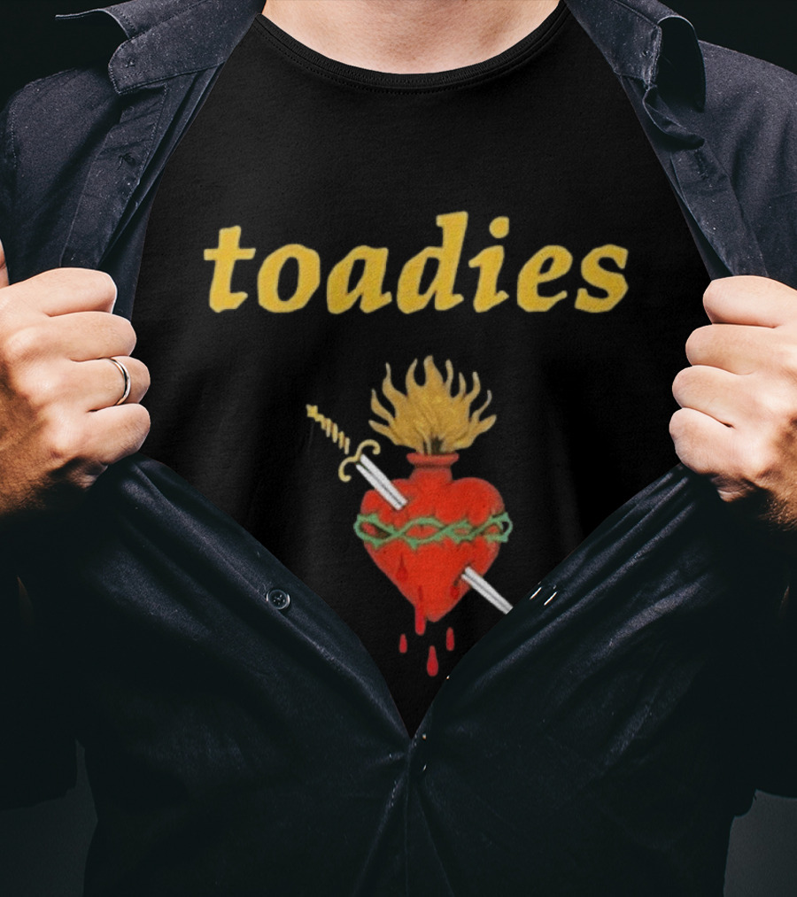 Toadies Sacred Heart Flaming Sword And Crown Of Thorns T-Shirt