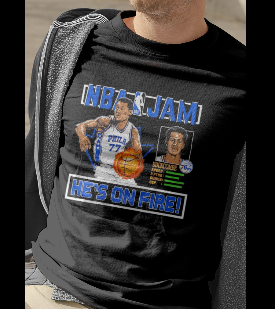NBA Jam VJ Edgecombe Philadelphia 76ers He's On Fire T-Shirt