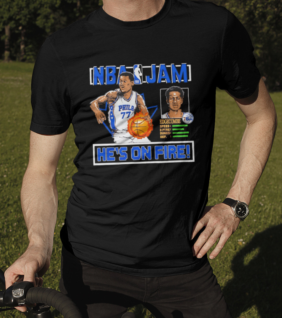 NBA Jam VJ Edgecombe Philadelphia 76ers He's On Fire T-Shirt