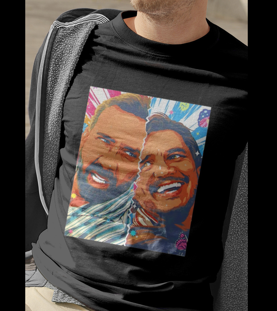 Pedro Pascal Nicolas Cage Colorful Retro Pop Art Face Off T-Shirt