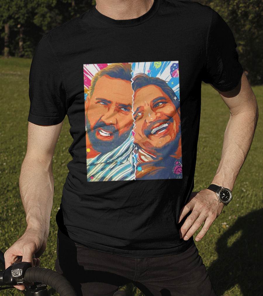 Pedro Pascal Nicolas Cage Colorful Retro Pop Art Face Off T-Shirt