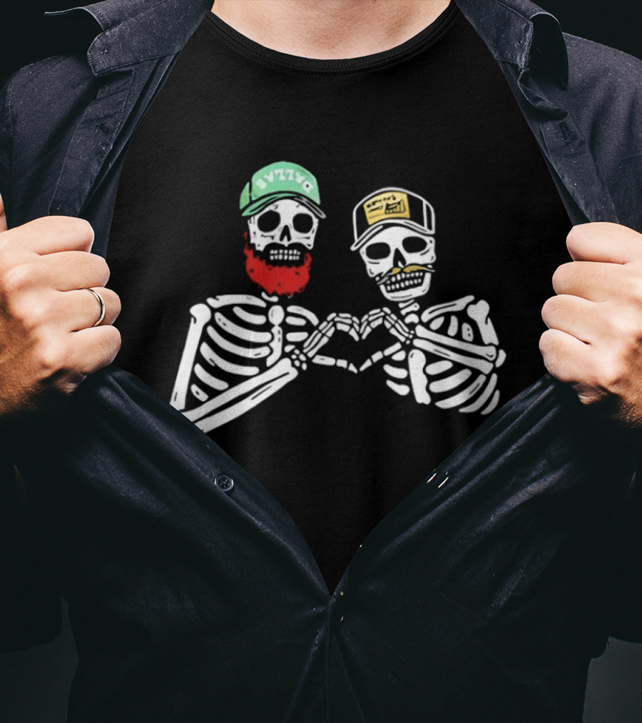 Post Malone Skeleton Avzyne Morgan Heart Hand T-Shirt