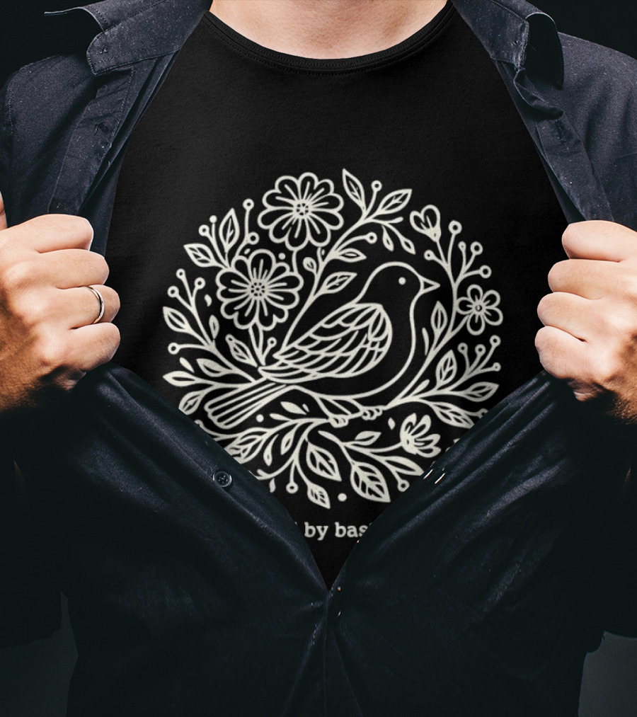 Radicalized By Basic Decency Bird Floral Circle T-Shirt