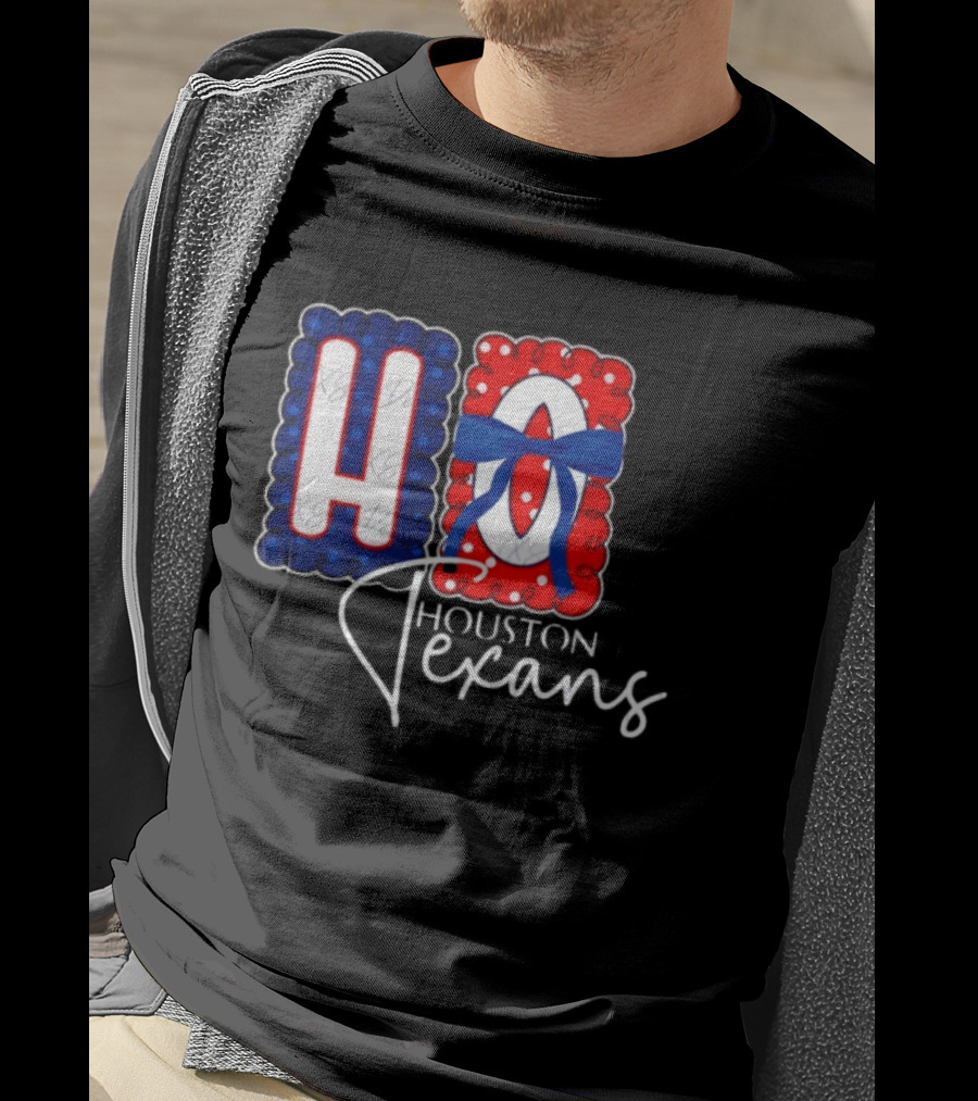 Houston Texans Football HOU Blue Red Bow T-Shirt
