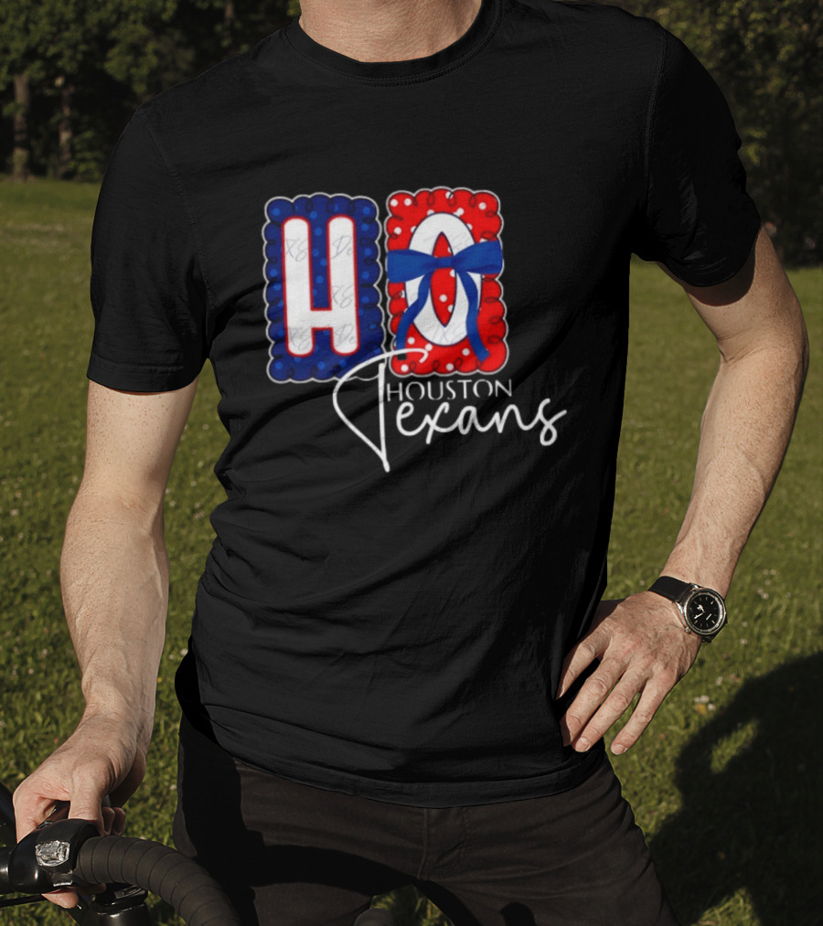 Houston Texans Football HOU Blue Red Bow T-Shirt