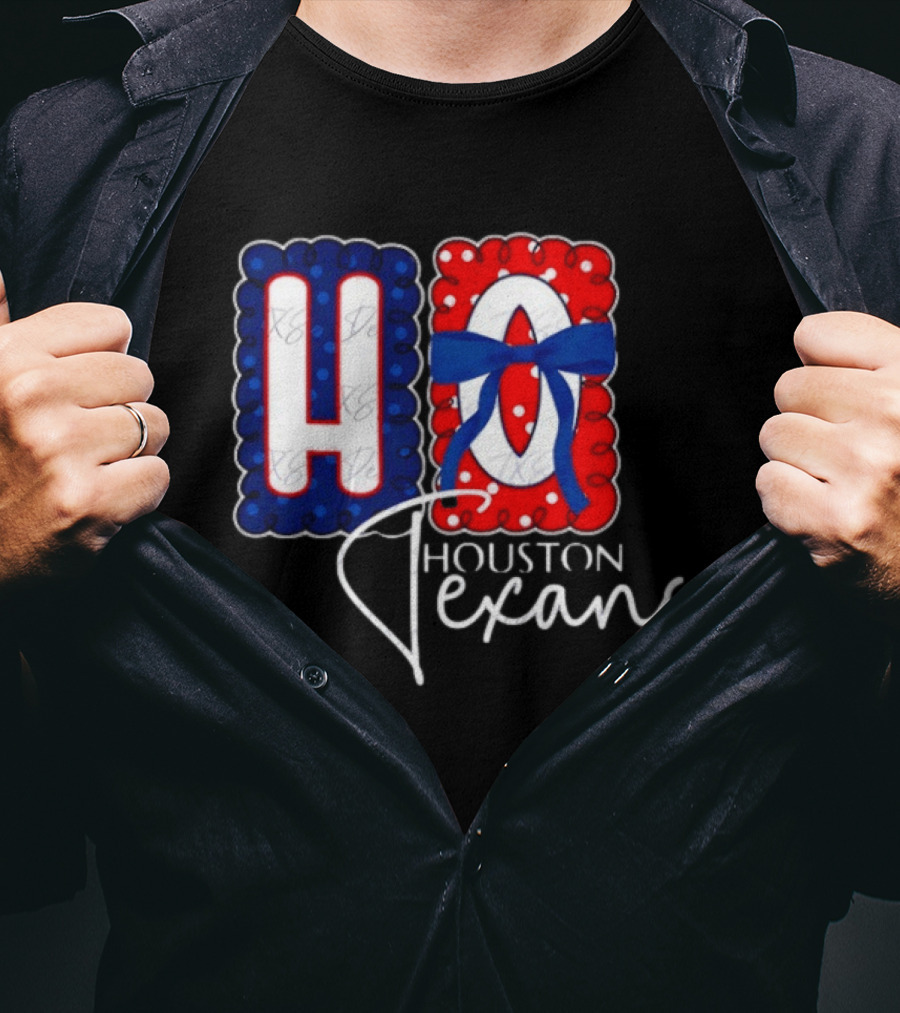 Houston Texans Football HOU Blue Red Bow T-Shirt