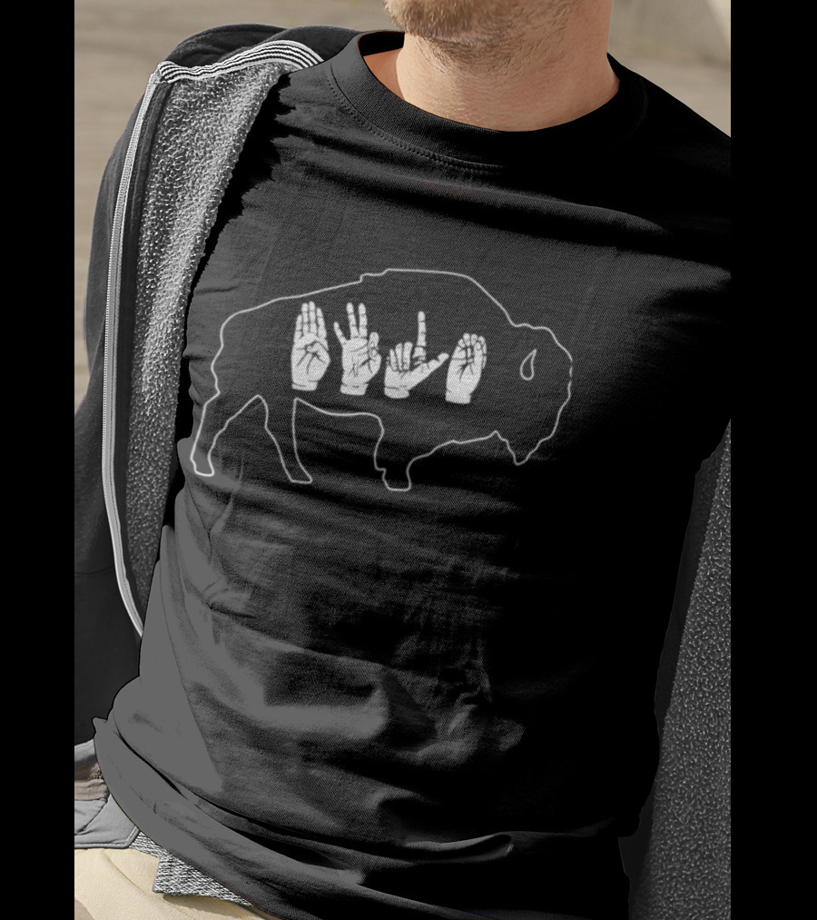 Buffalo Bills ASL Hand Sign Bison T-Shirt