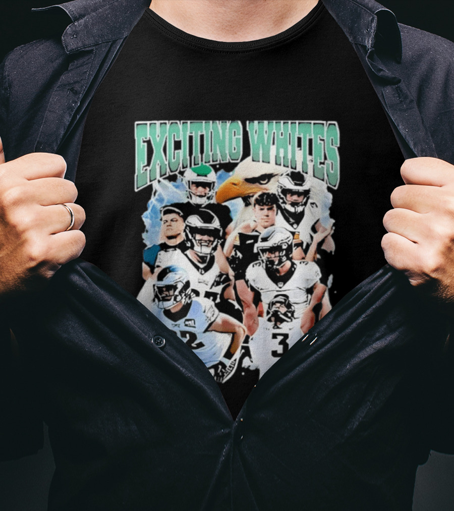 Philadelphia Eagles Exciting Whites Players And Eagle T-Shirt