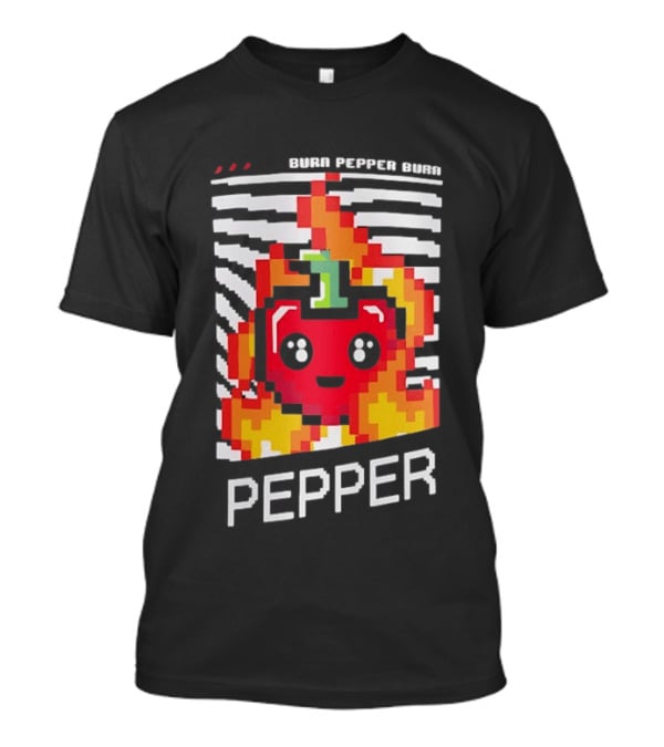 Burn Pepper Burn Pixel Art Pepper Fiery T-Shirt