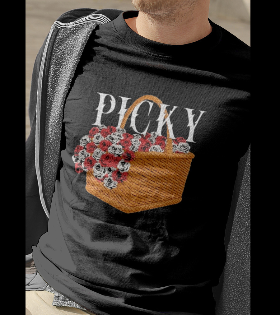 Picky Basket Of Red And White Roses T-Shirt