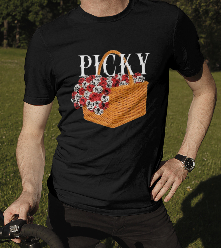 Picky Basket Of Red And White Roses T-Shirt