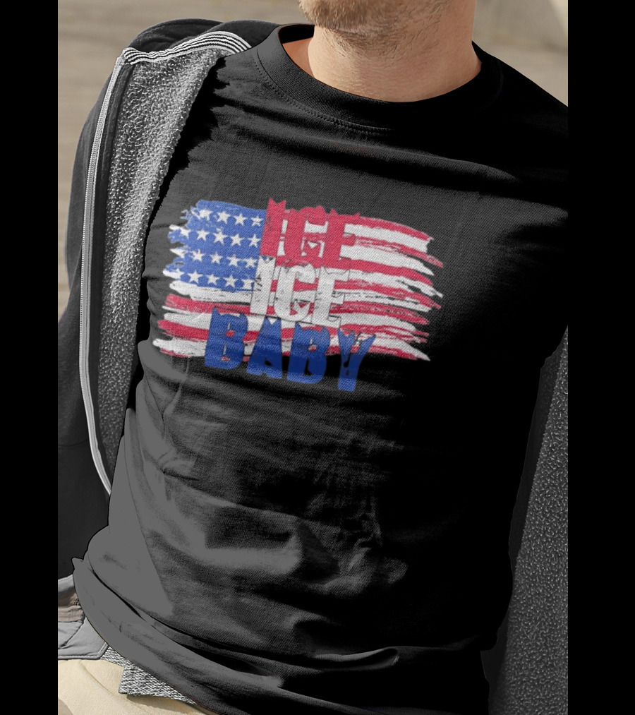 Ice Ice Baby American Flag USA Stars And Stripes T-Shirt