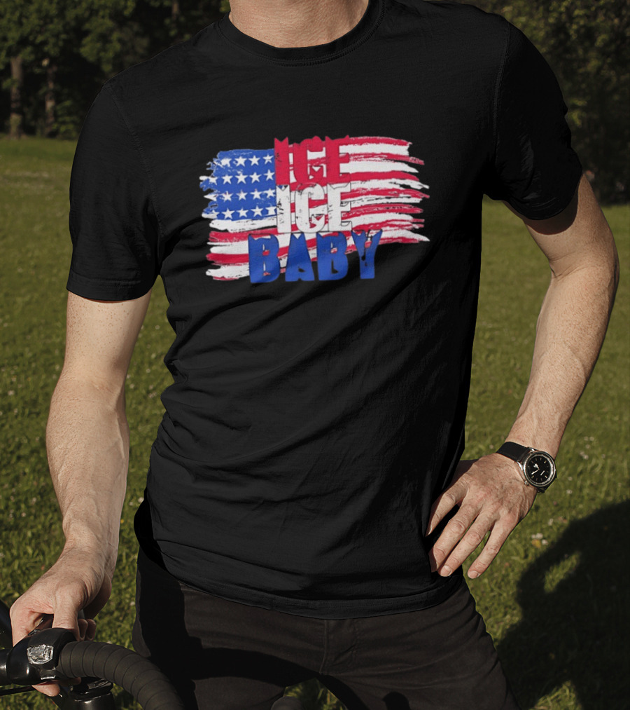 Ice Ice Baby American Flag USA Stars And Stripes T-Shirt