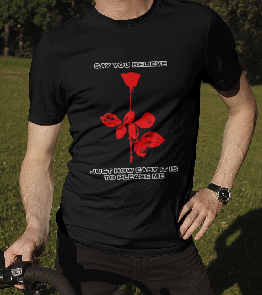 Say You Believe Just How Easy It Is To Please Me Red Rose T-Shirt