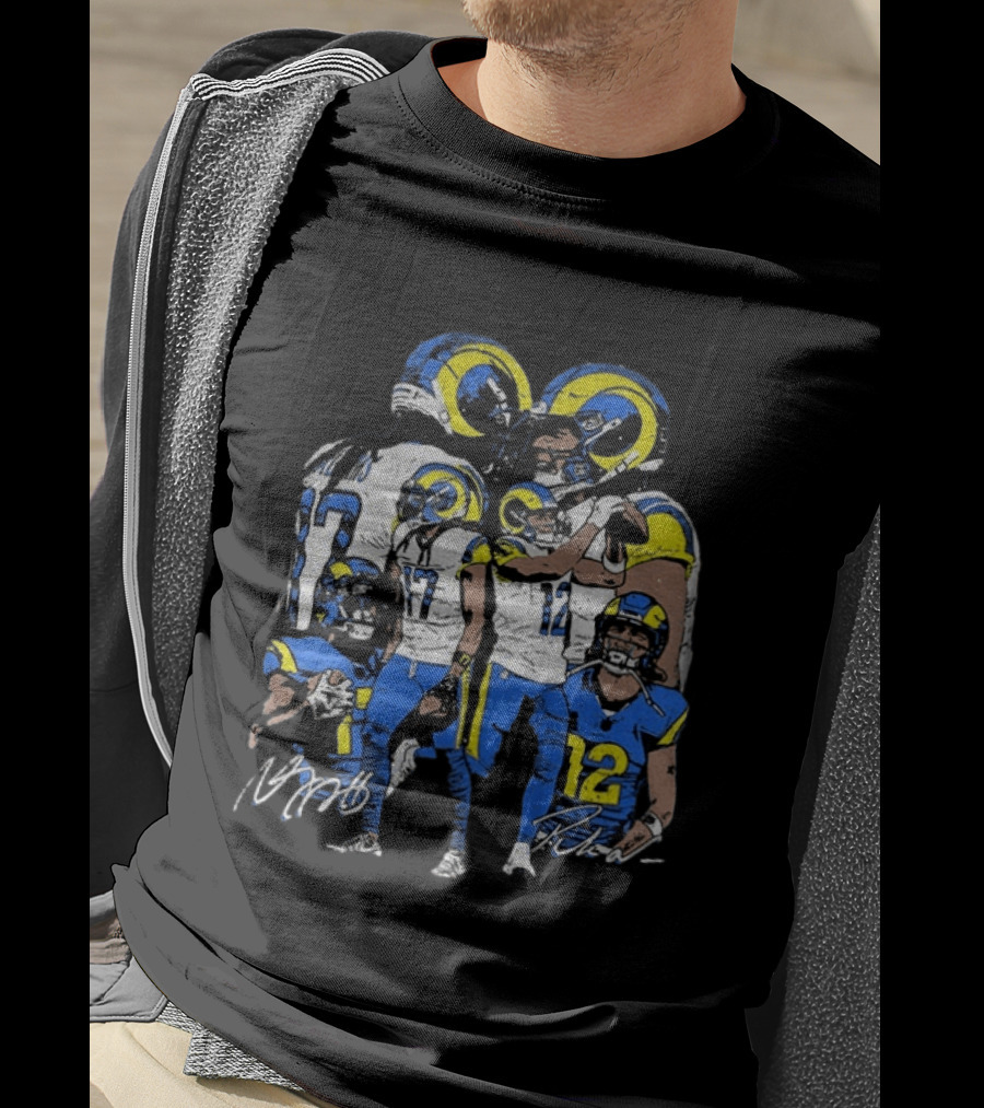 Los Angeles Rams Davante Adams Puka Nacua Signatures NFL Football T-Shirt
