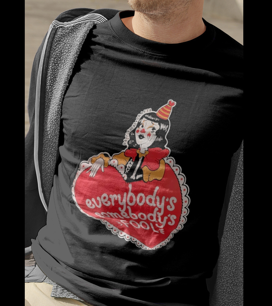 Everybody's Somebody's Fool Vintage Cartoon Clown Heart T-Shirt