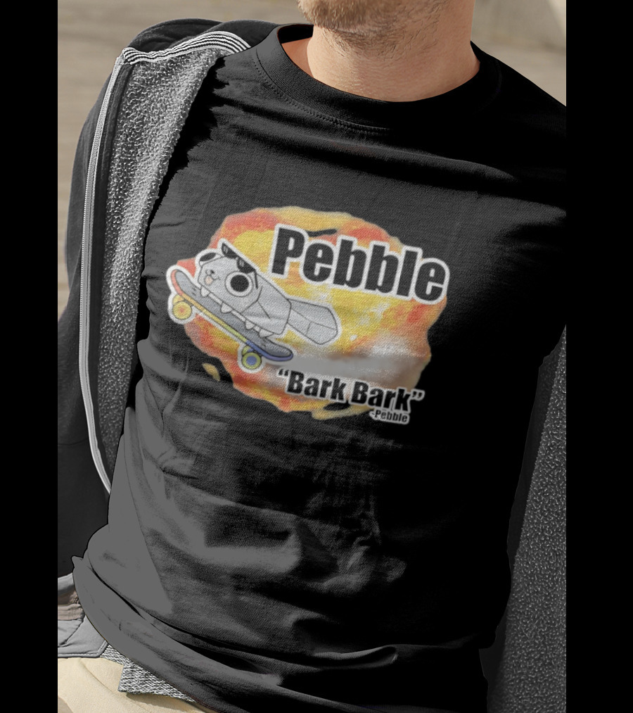 Pebble Bark Bark Skateboarding Cartoon Explosion T-Shirt