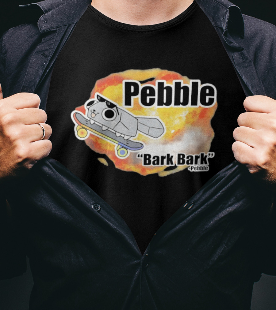 Pebble Bark Bark Skateboarding Cartoon Explosion T-Shirt
