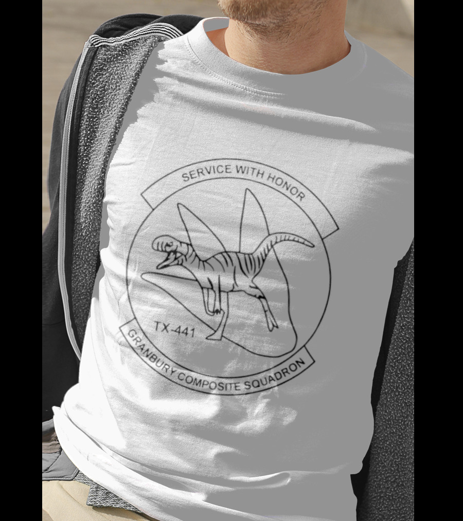 Service With Honor TX 441 Granbury Composite Squadron Dinosaur T-Shirt