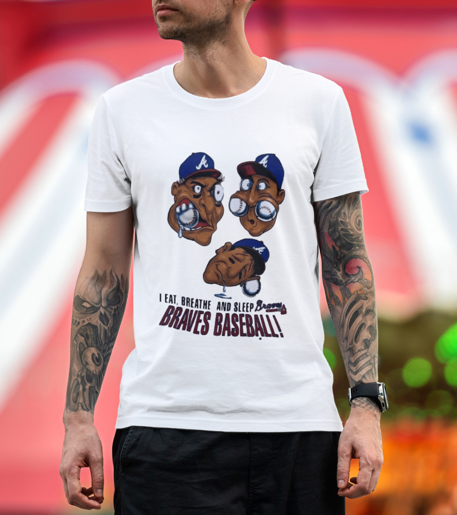 Atlanta Braves Baseball 1995 I Eat Breathe And Sleep Braves MLB Cartoon T-Shirt