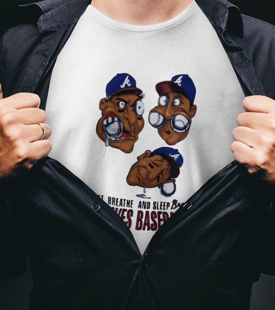 Atlanta Braves Baseball 1995 I Eat Breathe And Sleep Braves MLB Cartoon T-Shirt