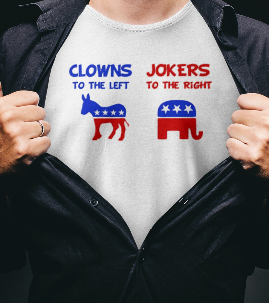 Clowns To The Left Jokers To The Right Donkey Elephant Stars T-Shirt