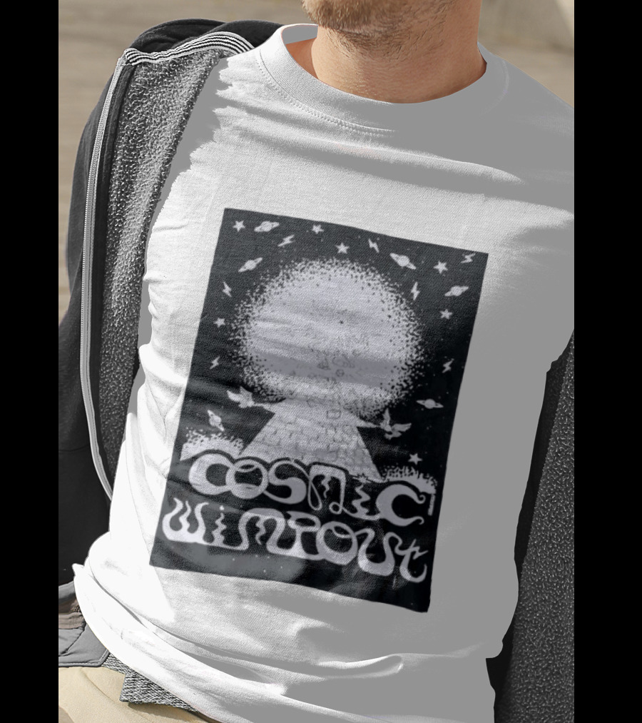 Cosmic Wimpout Psychedelic Pyramid Dice Explosion With UFOs And Stars T-Shirt