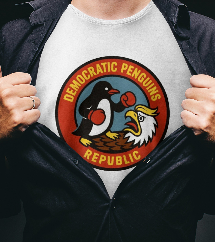 Democratic Penguins Republic Boxing Penguin Vs Eagle T-Shirt
