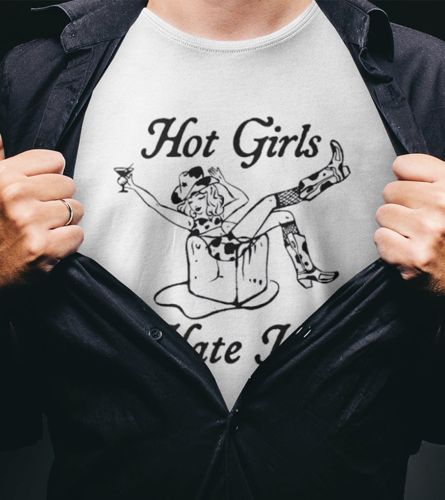 Hot Girls Hate Ice Cowgirl Boot Humor T-Shirt