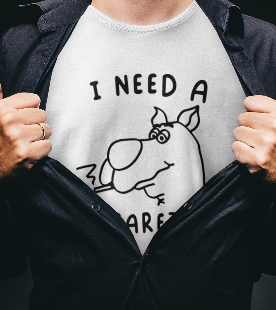I Need A Rigarette Funny Cartoon Smoke T-Shirt