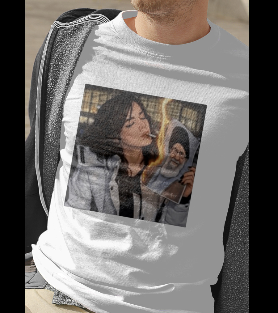 Burning Image Of Khamenei Revolution Rebellion Symbolism T-Shirt
