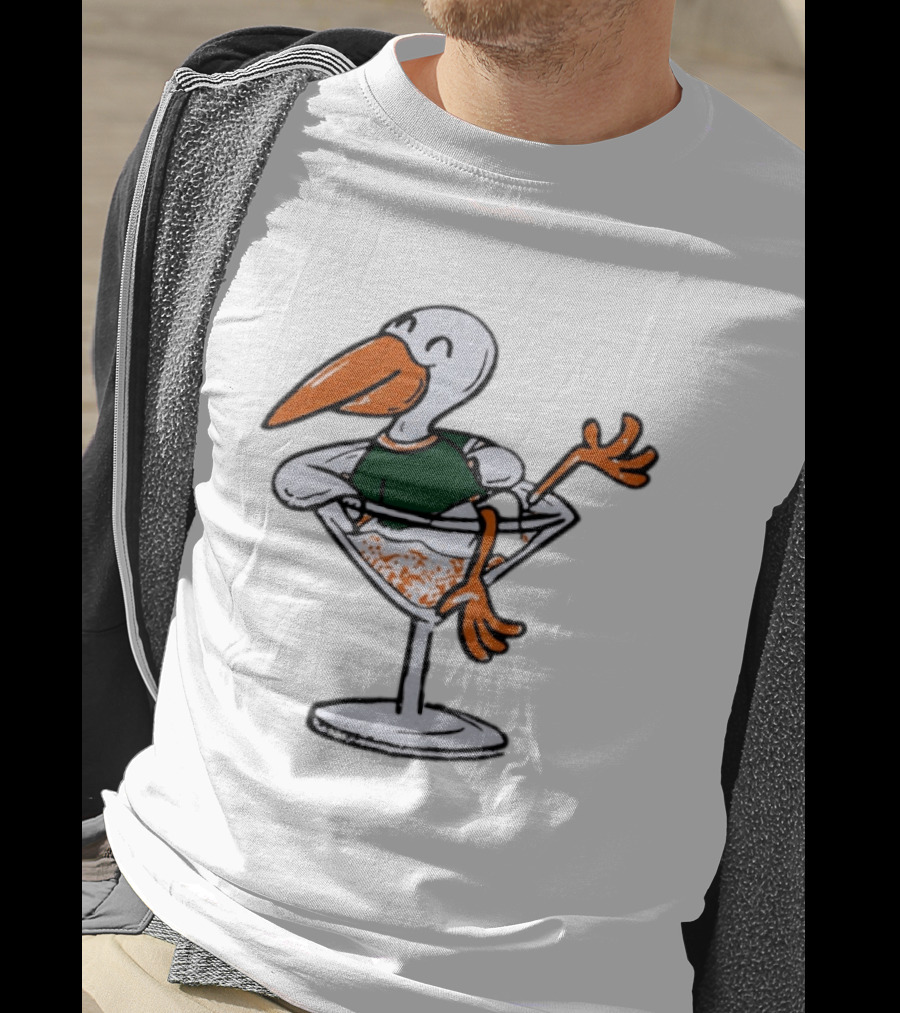 Miami Hurricanes Ibis Mascot In Cocktail Glass T-Shirt