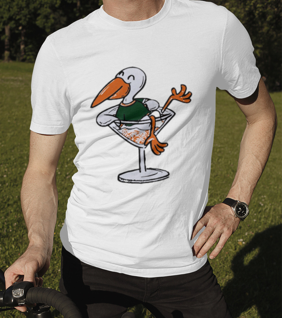 Miami Hurricanes Ibis Mascot In Cocktail Glass T-Shirt