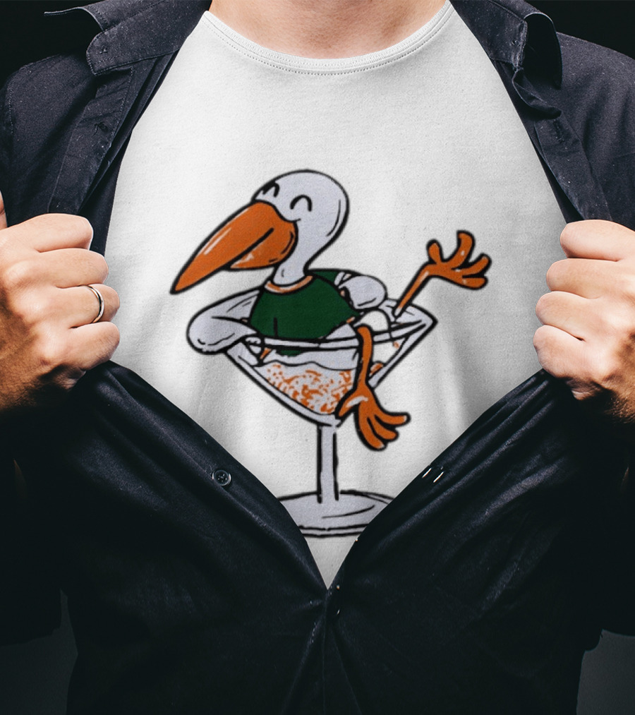 Miami Hurricanes Ibis Mascot In Cocktail Glass T-Shirt