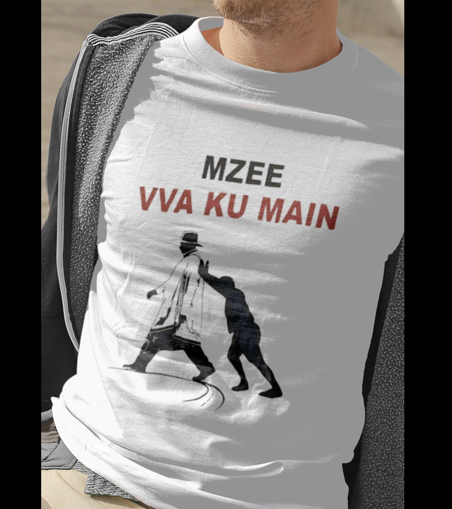 Mzee Vva Ku Main Silhouette With Walking Stick And Child T-Shirt