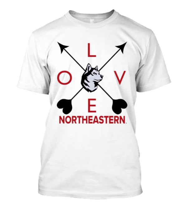 Northeastern Huskies Love Arrows Valentine's Day Gray Pullover T-Shirt