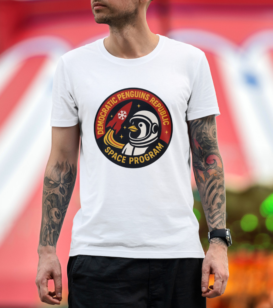 Democratic Penguins Republic Space Program Astronaut Penguin Rocket T-Shirt