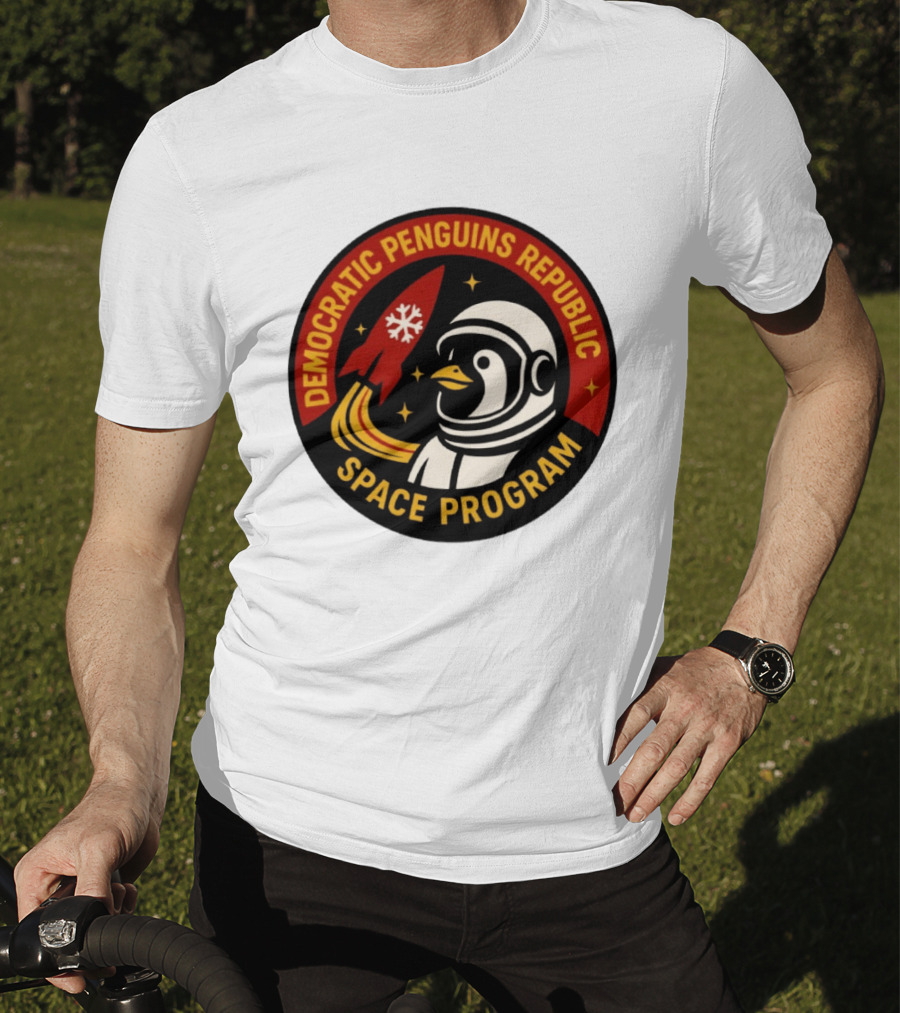 Democratic Penguins Republic Space Program Astronaut Penguin Rocket T-Shirt