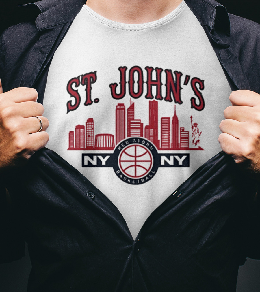 St John's Red Storm Basketball Skyline NY NY T-Shirt