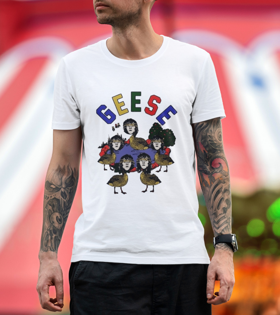 Geese Faces In Pond With Colorful Letters T-Shirt