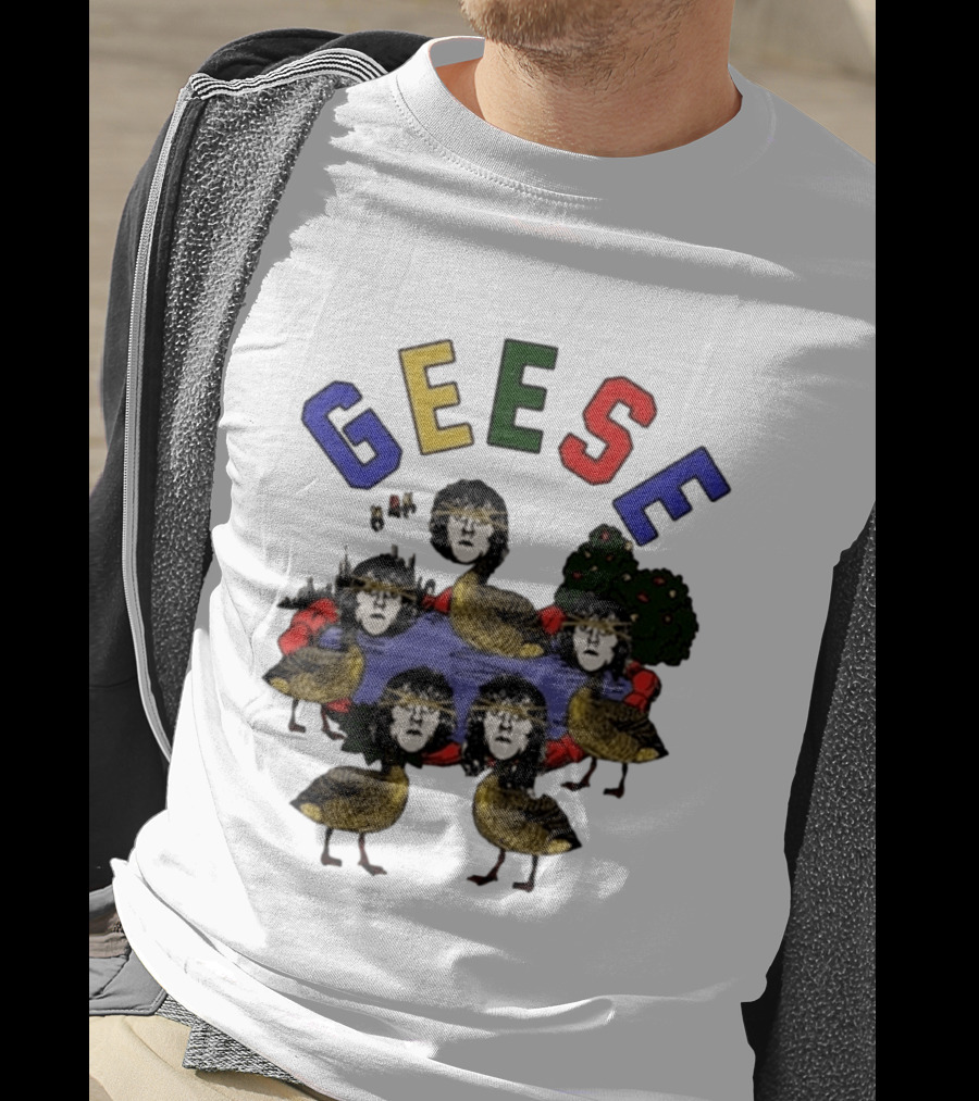 Geese Faces In Pond With Colorful Letters T-Shirt