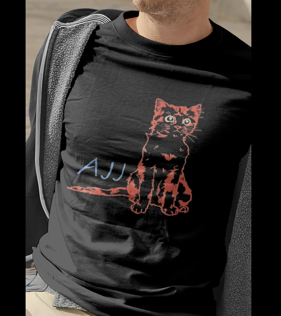 AJJ Cat Vibrant Cartoon Rock Band Merchandise T-Shirt