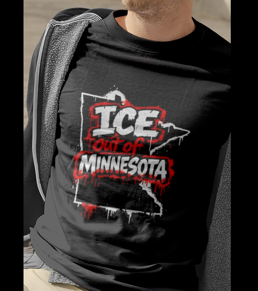 ICE Out Of Minnesota Bloody Map T-Shirt