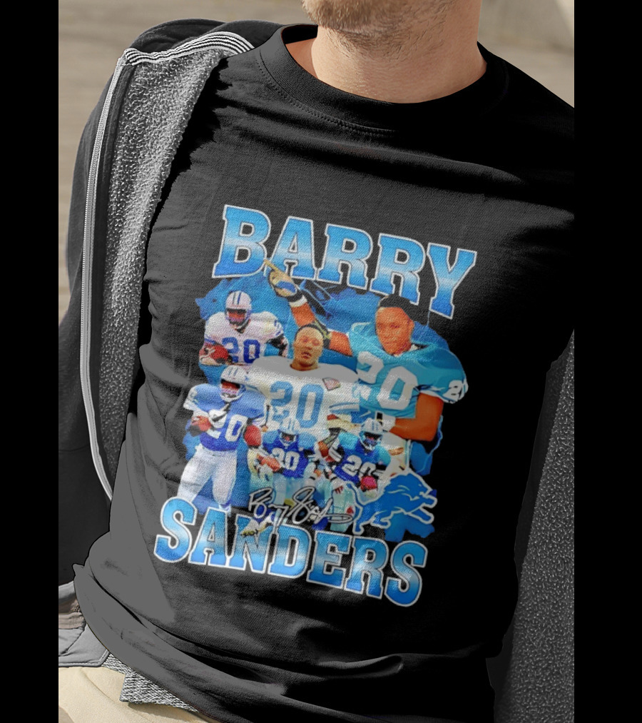 Barry Sanders 20 Detroit Lions Legend NFL Running Back Football T-Shirt
