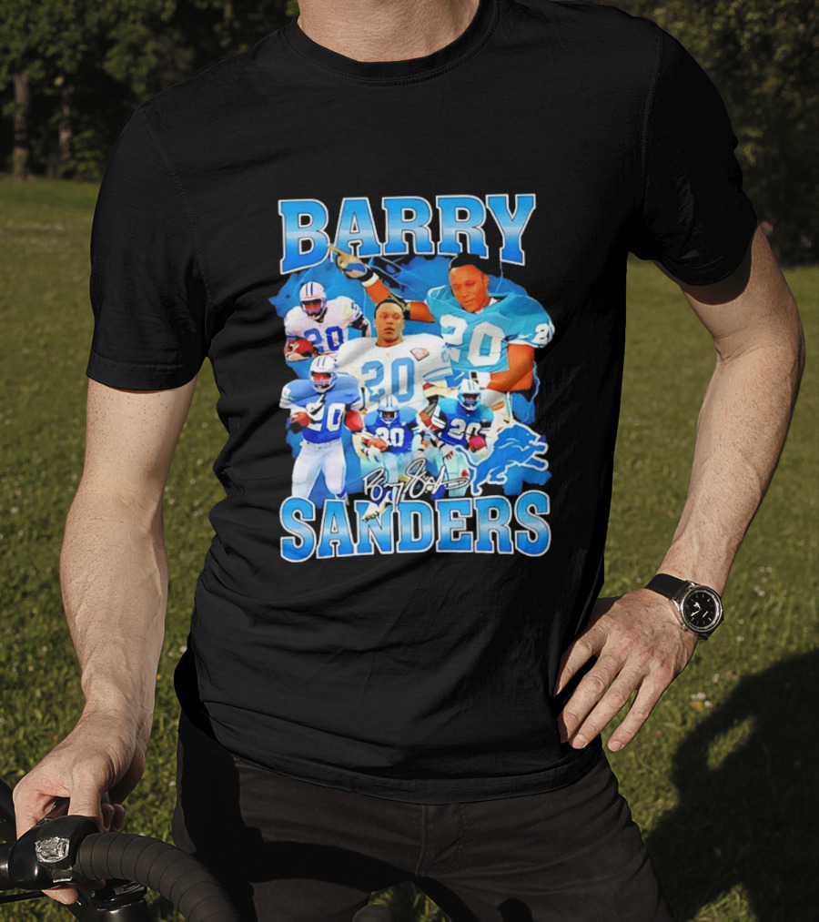 Barry Sanders 20 Detroit Lions Legend NFL Running Back Football T-Shirt
