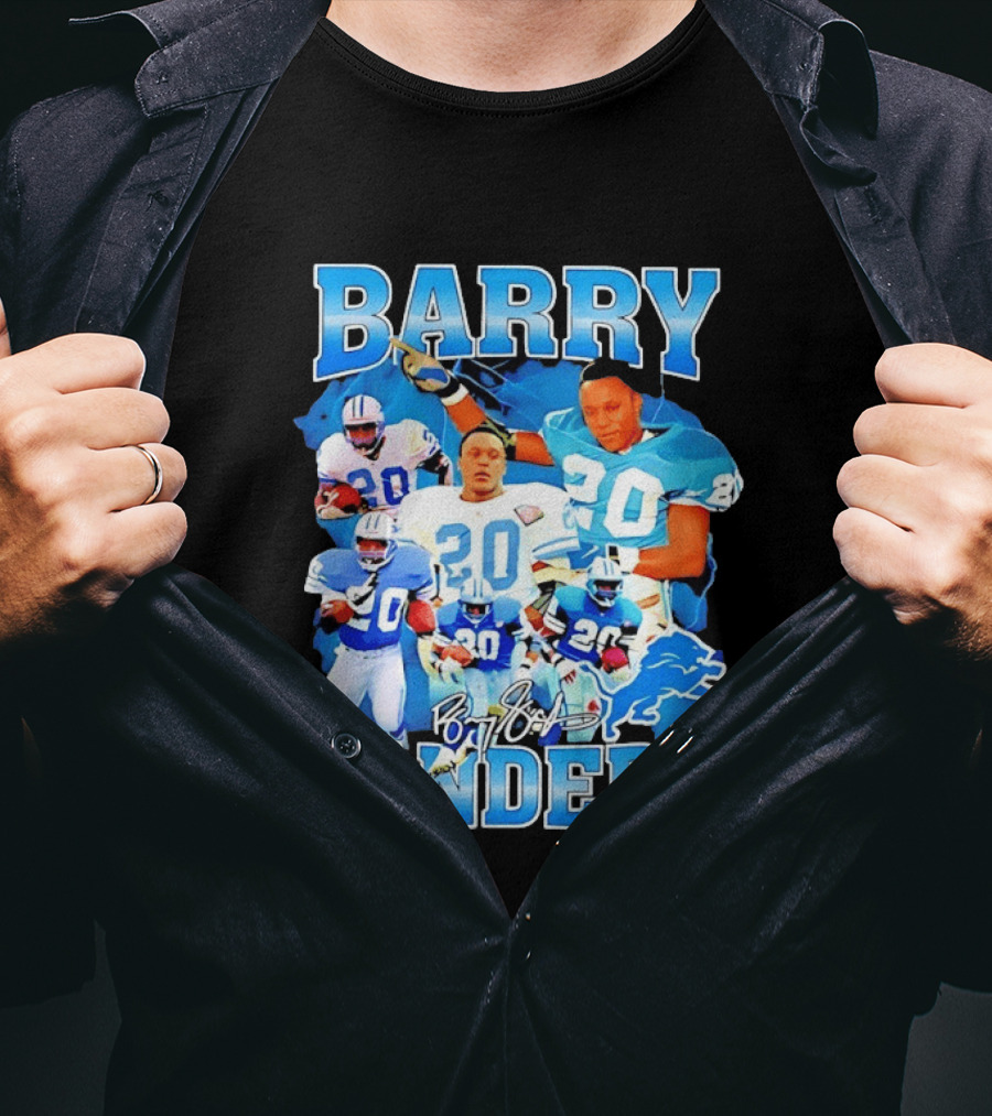 Barry Sanders 20 Detroit Lions Legend NFL Running Back Football T-Shirt