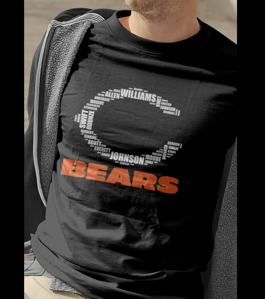 Chicago Bears Football Players C Shape Names Formation T-Shirt