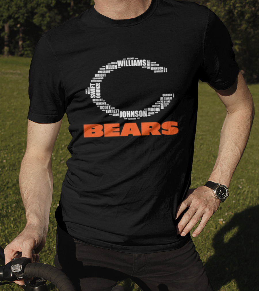 Chicago Bears Football Players C Shape Names Formation T-Shirt