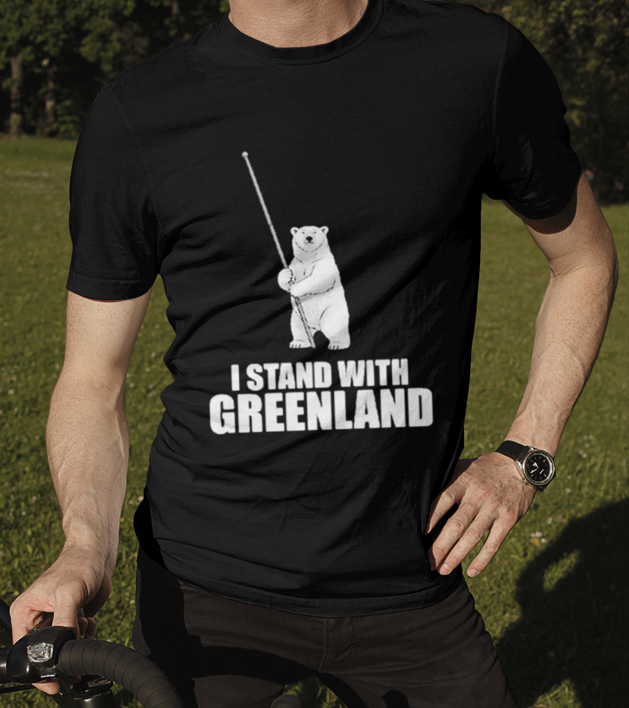 I Stand With Greenland Polar Bear Holding Staff T-Shirt